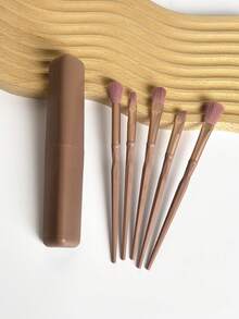 5PCS Mini Portable Makeup Brush Set, Travel Cosmetic Brush Kit For Eyeshadow, Blush And Loose Powder Application, Multi-Function Makeup Tools, For Daily Makeup And Travel Touch-Up - Multicolor - View 6