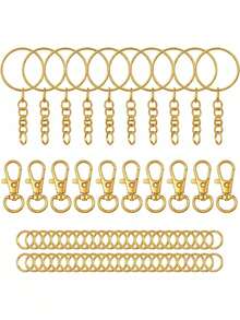 70/140/280/560pcs Keychain Making Materials Set - 40pcs Swivel Clasps, 10pcs Key Rings, 50pcs Open Jump Rings, DIY Keychain Handmade Tools (Gold/Silver) - Multicolor - View 2