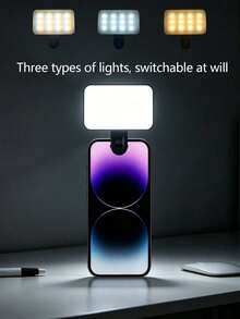 1pc Mini Clip-On LED Selfie Fill Light, 3 Color Modes And Adjustable Brightness, Portable Lighting For Phone, Laptop, Camera, Suitable For Selfie, Video Call, Vlog, Set Available, Accessories Sold Separately - Multiple Styles - View 6