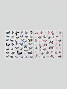 2pcs 3D Embossed Watercolor Butterfly Face Stickers, Waterproof Butterfly Face Decor Stickers; Suitable For Music Festivals, EDM Parties, Cosplay, Wedding Bridal Makeup - Multicolor - View 11