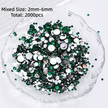 2mm-3mm-4mm-5mm-6mm Mixed Size 1440 Pieces/2000 Pieces/Pack Resin Rhinestone Color Non Heat Fixed Flat Back Adhesive Flash Foaming Rhinestone Jelly Beads For Mugs, Bottles, Rollers, Phone Cases, Handmade DIY Jewelry Accessories - Mixed Size - View 8