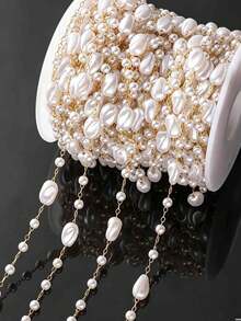 [Jewelry Making Accessories]100cm/39.37in Faux Pearl Chain, Suitable For Handmade Necklace, Bracelet, Pendant Making, Jewelry DIY Pearl Chain Making Accessories Wholesale - Multicolor - View 4