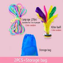 Classic Nostalgic Jump Rope, Cat's Cradle And Shuttlecock Set, Nostalgic Jump Rope Dedicated Rope (High Elasticity And Durable, Suitable For 3-6 People), Finger Trick Game, Cat's Cradle Dedicated Rope (Non-Elastic), Rainbow Color, Shuttlecock Game, Random Color - Multicolor - View 15