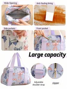 1pc Insulated Lunch Bag Multi Layer Pocket Design Portable Suitable For Work, Outdoor Picnics, Returning To School, Etc Suitable For Storing Tableware And Meals Large Capacity Travel Essentials - Multicolor - View 4