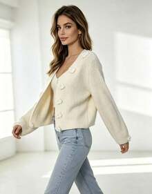 Women Cardigans - Apricot - View 6