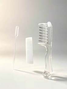 Transparent Visible Storage Liquid Guide Comb, Roller Metal Guide Teeth Even Liquid Discharge, Replacement For Hand Smear Hair Development Beard Essential Oil Scalp Softening Stubble Home Women'S Scalp Care Men'S Beard Grooming Convenient Beauty Com - Multicolor - View 2