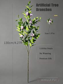 Kmitang 100-130cm Large Artificial Ficus Plants Fake Bauhinia Trees Branch Real Touch Magnolia Leafs With Silk Flower Plastic Hibiscus Leafs False Tall Banyan Tree For Home Garden Wedding Indoor Decor Without Pot 1PC - Multicolor - View 10