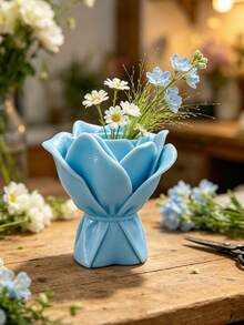 Creative Bouquet Shaped Vase, INS Style Artificial Flower & Dried Flower Holder, Personalized Desktop Decor Ornament, Living Room Bathroom Mini Floral Container, Gentle Girly Home Soft Furnishing Decoration - Multicolor - View 5