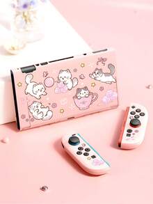 1pc Cartoon Cat Graffiti Pattern Game Console Protective Case, Compatible With Switch 2 (2025)/Switch OLED/Switch Console, Made Of Soft TPU Material Soft Shell/Hard Shell, Universal Storage Bag, No Disassembly Required, Anti-Drop And Dust-Proof, Ideal Gift Compatible With Switch Gamers - View 5