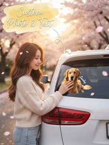 1pc Personalized Custom Pet Photo & Text Car Sticker, Custom Pet Photo & Text, Removable Self Adhesive Car Window Decor, Holiday Birthday Gift, Unique Gifts For Pet Lovers, For Pet Owners Dog Cat Lovers, Auto Rear Window Body Decoration - Multicolor - View 1