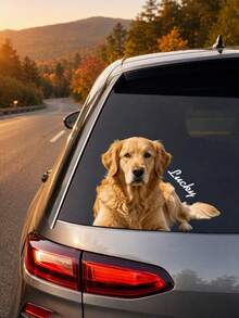 1pc Personalized Custom Pet Photo & Text Car Sticker, Custom Pet Photo & Text, Removable Self Adhesive Car Window Decor, Holiday Birthday Gift, Unique Gifts For Pet Lovers, For Pet Owners Dog Cat Lovers, Auto Rear Window Body Decoration - Multicolor - View 9