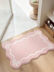 1PC Bathroom Mats Rugs Pink Bow Rug Bath Mat TPR Backing Non-Slip For Kitchen,Outdoor, Indoor, Runner Corridor, Bedroom, Living Room, Beside Throw Rugs Washable Rugs Easy Clean, Throw Rugs Easy Clean For Bathroom Fall Decor - Multicolor - View 5