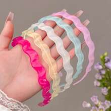 4pcs/2pcs/1pc Mermaid Princess Transparent Jelly Acrylic Wavy Headband, Non-Slip With Teeth, For Face Washing, Transparent Hairband, Women's Vacation Hair Accessory - Multicolor - View 2