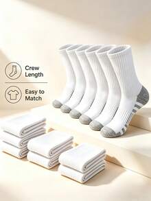6 pares de calcetines de media caña minimalistas de color contrastante para hombre, bloque de color gris & blanco, estilo básico, uso diario casual, versátil para combinar con atuendos, calcetines de moda duraderos en paquete múltiple - Multicolor - Ver 2