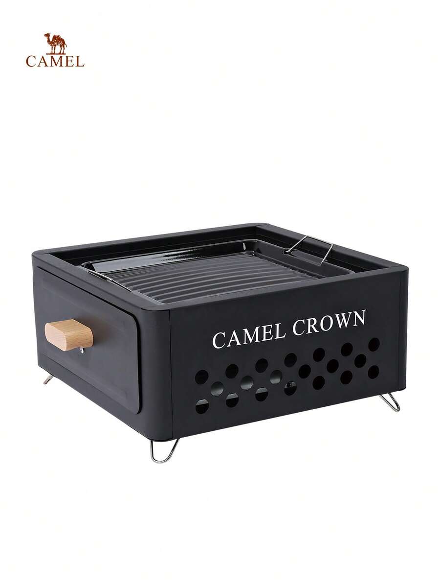 CAMEL CROWN Portable Mini Drawer Fire Pit For Home Tea Boiling & Barbecue, All-In-One BBQ Grill Set, Square Outdoor Charcoal Stove - Black - View 1