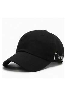 1件中性純色棒球帽，刺繡字母棒球帽，防曬休閒帽，街頭風與戶外風格 - A - 查看 2