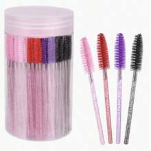 50pcs Disposable Eyelash Brushes, Multi-Color Mascara Brush Sticks, Suitable For Eyelash Extensions And Eyebrow Shaping, Back To School Supplies, College Dorm Essentials, Portable Travel Makeup Tools - Multicolor - View 2