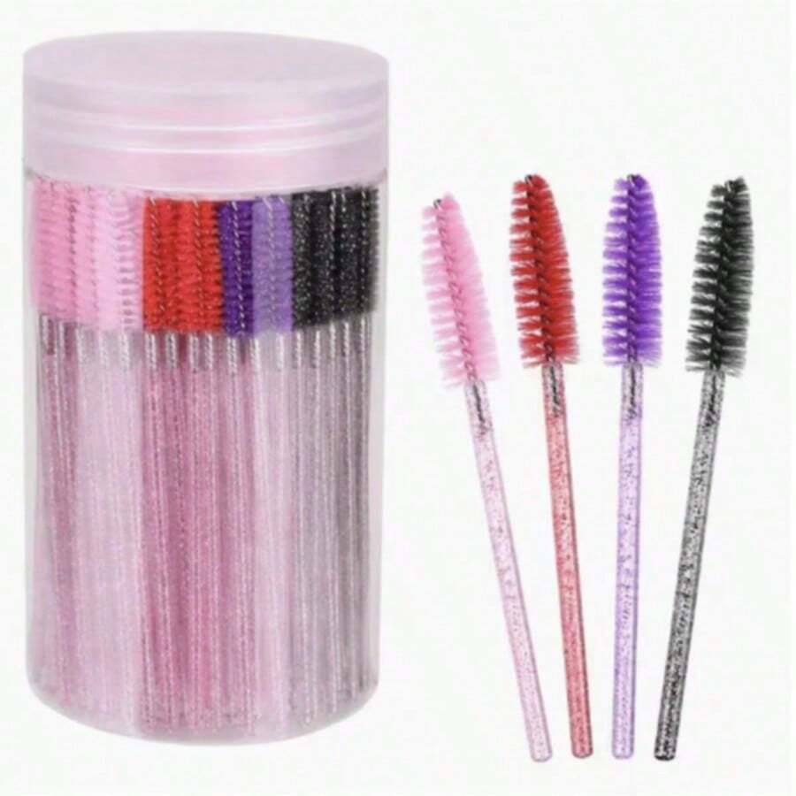 50pcs Disposable Eyelash Brushes, Multi-Color Mascara Brush Sticks, Suitable For Eyelash Extensions And Eyebrow Shaping, Back To School Supplies, College Dorm Essentials, Portable Travel Makeup Tools