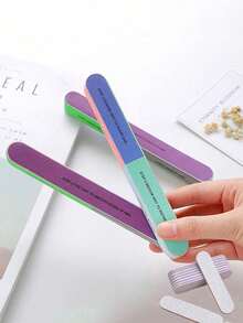 Juego de limas de uñas de 7 caras 6 en 1 de colores, bloque pulidor de uñas, kit de herramientas para pulir uñas, herramientas de cuidado de uñas para principiantes, diseño impreso, lima de borde de uñas, bloque de lijado, bloque de pulido y modelado, adecuado para salones de uñas - Multicolor - Ver 8