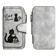 Women's Retro Cat Print Wallet And Coin Wallet, Suitable For Travel, Zipper Closure Wallet Gifts For Mothers, Partners, And Friends (Valentine's Day, - Multicolor - View 11