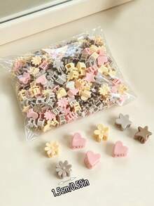 15/30/80pcs-New Multi-Color Multi-Shape Small Claw Clips Assorted Hair Clips, Girls Daily Casual Versatile Hair Accessories, Bangs Side Hair Clips - Multicolor - View 2