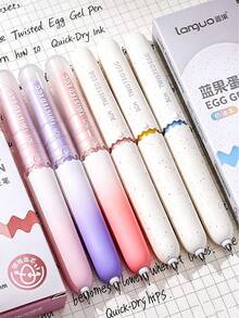 3/1pc Egg-Shaped Twist Click Neutral Pen Black, Twist And Turn Super Stress Relief, Quick-Dry Smooth Writing Pen, Rotating Core Fun To Use, Classmate Small Gift Funny Stationery - Multicolor - View 9
