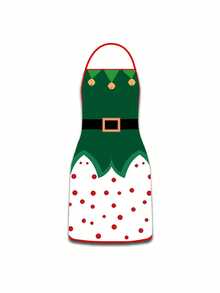2pcs/1pc Christmas Aprons For Men And Women -Dark Green Fairy Print Pattern, Couple Aprons For Men And Women, Suitable For Christmas Party, Apron Kitchen - Multicolor - View 8