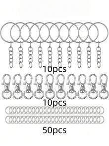 70/140/280/560pcs Keychain Making Materials Set - 40pcs Swivel Clasps, 10pcs Key Rings, 50pcs Open Jump Rings, DIY Keychain Handmade Tools (Gold/Silver) - Multicolor - View 15