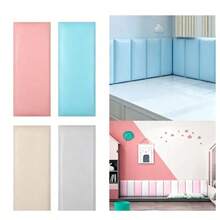 1pc 20x40cm Self-Adhesive Wall Sticker Wall Protection Pad Bedroom Headboard Bedside Fabric Soft Cushion Tatami Decorative Sticker - A - View 1
