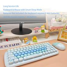 MOFII Candy 2.4G Wireless Keyboard And Mouse Combo, Round Keycaps Keyboard Mouse Set, Batteries Not Included For Laptop Desktop Home Office - View 7
