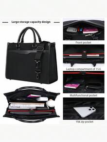 NEWHEY Men's Dual-Use Business Laptop Tote Bag, Waterproof Large Capacity A4 Document Bag, Professional Briefcase, Suitable For Job Interviews, Office, Campus And Business Travel - Black - View 4