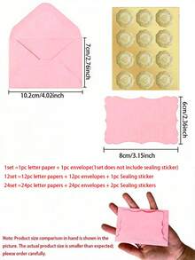 50pcs/24sets Mini Envelopes With Blank Note Cards & Sealing Sticker,Small Self-Adhesive Envelopes For Weddings Small Gatherings Love Letters Holiday Cards Graduation Ceremony,Invitations RSVP Cards,Thanksgiving Halloween Christmas Party.(Pink) - H - View 10
