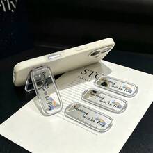 1個可愛彩虹字母印花鏡面可折疊手機支架，背膠貼式手機架，便攜式桌面支撐架，適用所有智慧型手機 - 彩色 - 查看 1
