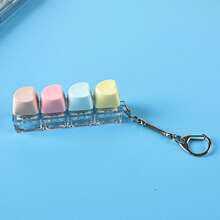 4-Key Mechanical Keyboard Fidget Keychain With Clicky Switch Buttons And Adhesive Keycaps, Finger Clicker Stress Relief Desktop Toy, Suitable For Gamers, Office Workers, Teens 14+ And Adults, Halloween/Christmas/Stocking Stuffer (Random Color) - Multicolor - View 2
