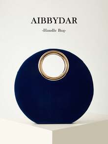 AIBBYDAR Women's Evening Clutch Bag, Handbag For Evening Gown, Small Round Bag With Round Handle, Detachable Shoulder Strap, Formal Occasion - Navy Blue - View 1