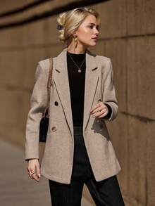 Thick Wool Blazer Jacket Women 2026 Autumn/Winter New Design Niche Elegant Wool Suit Top - Beige - View 2