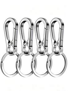 4/1pc Minimalist Multifunctional Durable Detachable Alloy Metal Backpack Waist Belt Car Key Chain, Key Ring Clip Metal Key Ring Shape Key Ring Key Chain Clip Hook Bracket Storage, Unisex, Home Essential, Halloween Teacher's Day Thanksgiving Christmas Gift - Multicolor - View 4