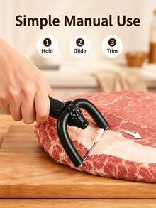 1/2pcs Handheld Beef & Pork Fat Trimmer, Meat Slicer, Ergonomic Design Handheld Meat Cutting & Fat Removal Tool With Curved Handle And Cutting Blade, Manual Meat Slicing Tool For Beef, Pork, Brisket, Bacon - Multicolor - View 2