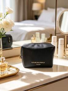Portable Lightweight Travel Makeup Bag With Dust-Proof Zipper, Suitable For Weekend Trips And Carrying, Thoughtful Holiday Gift, SHISEIDO-GIFT-1 Makeup Bag - Black - View 3