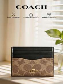 Coach 女款復古超薄身分證卡夾 信用卡夾 有身分證視窗 - 黑棕 - 查看 1