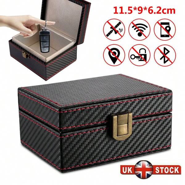 Tapsin 12x9x6cm Car Key Signal Blocker Box Faraday Box With A Strong Metal Buckle Keyless Anti Theft RFID Blocking Be Used To Carry, Travel Or Store Additional Items UK