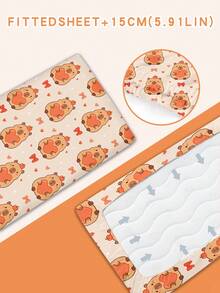 1PC Sweet Cartoon Capybara Fitted Sheet Crib Fitted Sheet For Baby Nursery Bed Sheet Height 15cm(No Filler) 100% Polyester - Multicolor - View 5