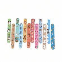 Bluey 12pcs/Set Cartoon Clapping Bracelets, 12 Unique Designs, Fun Party Favors And Holiday Decorations, Suitable For Birthday Parties, Events And Celebrations, Colorful Clapping Bracelets With Cute Patterns, Party Fillers, Carnival Toys - Multicolor - View 2