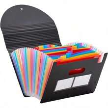 1pc Colorful Accordion File Folder, Large Capacity Storage Organizer For Students, Office, Exam Papers And Documents - Multicolor - View 4