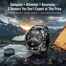 JIAYAOO Men's Smart Watch With LED Flashlight, Compass, Altimeter, Outdoor Fitness Tracking Watch, Supports Route Tracking, 1.7-Inch Large Screen, Wireless Calling, 1000mAh Battery, 100+ Sports Modes, IPX8 Waterproof, Suitable For Running, Hiking, Cycling - View 9