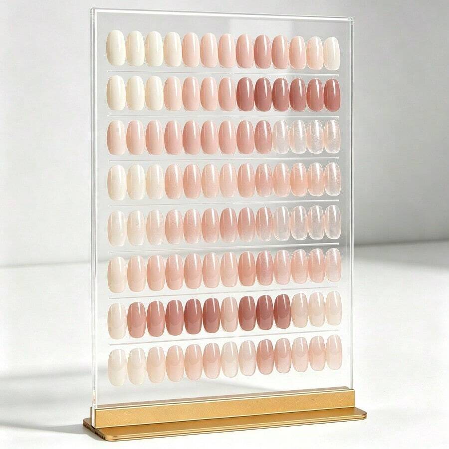1pc Transparent Acrylic Nail Color Card Display Stand With Base, Desktop Nail Display Rack, Nail Salon Nail Art Sample Display Board - Multicolor - View 1