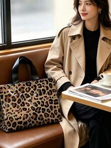 10pcs Vintage Leopard Print Gift Bags With Handles, Foldable And Reusable, Premium Leopard Pattern, Suitable For Retail Stores And Events, Large Capacity Storage, Gift Packaging, Simple And Elegant Design - Multicolor - View 8