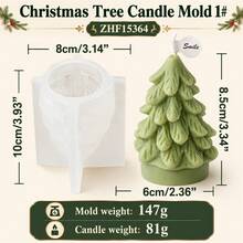 1/2PCS Christmas Tree Candle Mold, 3D Xmas Tree Candle Making Silicone Molds For DIY Scented Candle Plaster Handmade Holiday Decor, Christmas Gifts - Xmas Tree - View 7