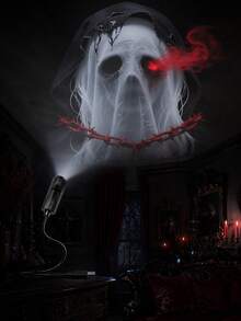 White Ghost Mood Light, Single Or Double Red Eye Styles, Portable USB Plug-In 360° Rotating Lamp For Spooky Bedroom Decor, Halloween Parties And Festive Home Styling - Multi-color light - View 5