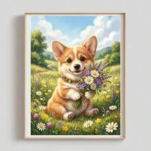 1PC DIY 5D Diamond Painting Kit Cute Corgi Dog Pattern - Round Full Drill Art Mosaic Craft, Home Wall Decor, Unframed - No Frame - View 3